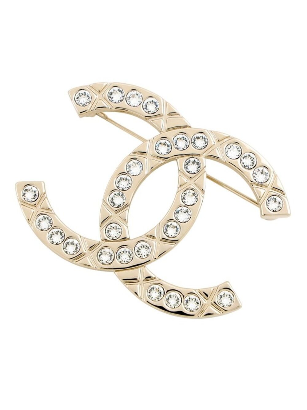 Chanel Brooch CC Logo Metal Rhinestone P Cahnel